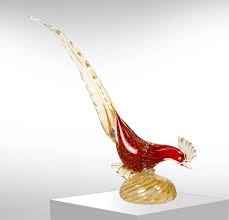Murano Glass Bird Sculpture In The