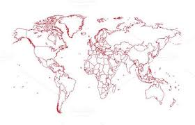 World Map With Borders Red