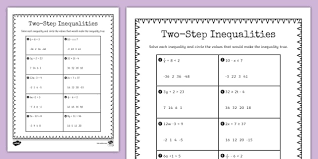 Step Inequalities Worksheet