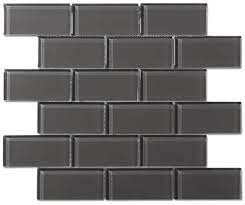 Charcoal Gray Glass 2x4 Mosaic Subway Tile