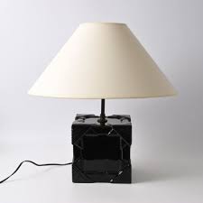 Vintage Black Ceramic Table Lamp 1970s