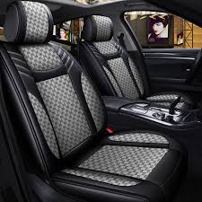 5 Seats Car Pu Leather Flax Seat Cover