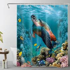 Hvest Funny Sea Turtle Shower Curtain
