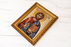 Embroidered Orthodox Icon In A Frame