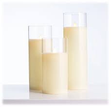 Cream Led Candles In Clear Glass