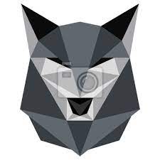 Abstract Low Poly Wolf Icon Wall