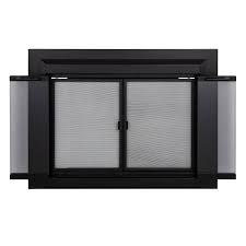 Pleasant Hearth Clairmont Fireplace Screen And Bi Fold Track Free Smoked Glass Door Small