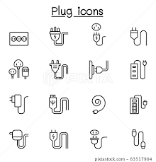 Plug Usb Cable Socket Icon Set In