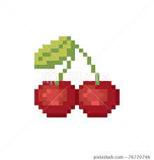 Pixel Art Red Cherry Icon Pixelated