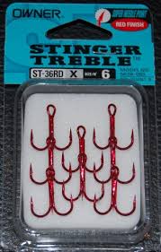 Owner Stinger 36 Treble Hooks Red Size