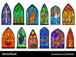 Church Windows Cartoon Set Icon