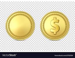 3d Realistic Golden Metal Coin Icon Set