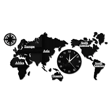 World Map Modern Wall Clock Home Decor