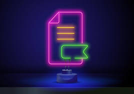 Stack Of Paper Icon Neon Style Light