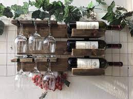 Distressed Wooden Wall Mounted Wine
