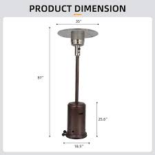46000 Btu Standing Propane Patio Heater With Wheels In Brown