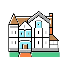 Victorian House Color Icon Vector
