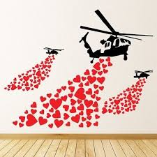 Helicopter Hearts Banksy Wall Decal
