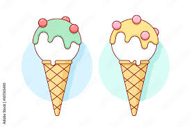Icon White Ice Cream Scoop In Cones