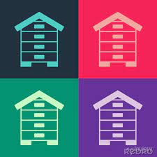 Pop Art Hive For Bees Icon Isolated On