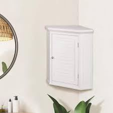 Elegant Home Fashions Glancy Wooden Corner Wall Cabinet White