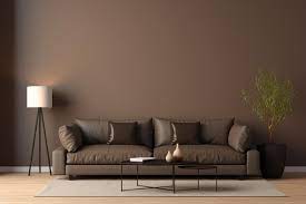 Living Room With Dark Brown Sofa