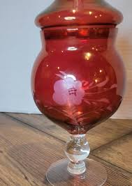 Empoli Cranberry Red Glass Candy Dish