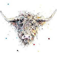 Harris Highland Cow Print With Size