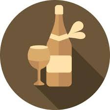 Champagne Bottle With Glass Icon On