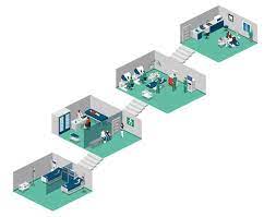 Isometric Hospital Room Interior People