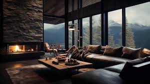 Rustic Living Room Mountain House