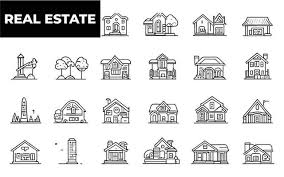 Real Estate Thin Line Icons Real