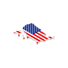 American Flag Texture Isometric 3d Icon