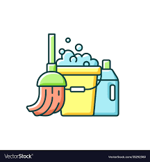 Floor Mopping Rgb Color Icon Royalty