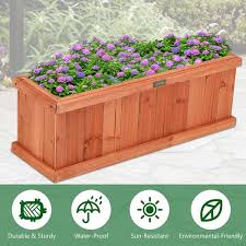 Rectangular Wood Flower Planter Box