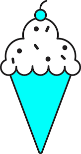 Ice Cream Cone Icon In Cyan And White