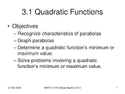 Ppt 3 1 Quadratic Functions
