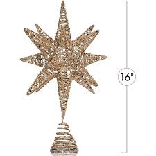 Ornativity White Gold Tree Topper Gold 3d Glitter Star Ornament Treetop Decoration