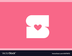 S Pink Love Heart Alphabet Letter Logo