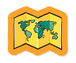 Hand Drawn Map Icon In Sticker Style