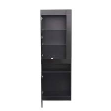 71 In Modern Black Wood 4 Shelf Standard Bookcase With Rgb Light And 2 Door Locker