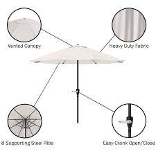 Pure Garden M150007 9 Ft Outdoor Shade With Easy Crank Table Umbrella Patio Umbrella Tan