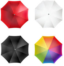 Colorful Umbrella Icon Overhead Gray