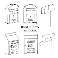 Vintage Hand Drawn Mailbox Set