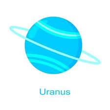 Uranus Planet Icon With Name Isolated