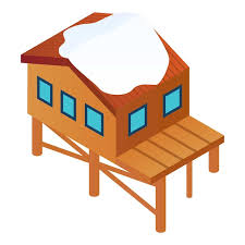 Ski Resort House Icon Isometric Of Ski