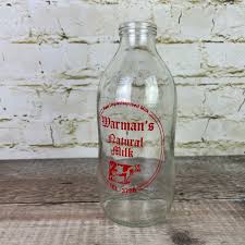 Vintage Glass Milk Bottle Warmans