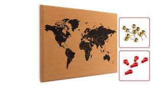 World Map Frameless Cork Board 60x40 Cm