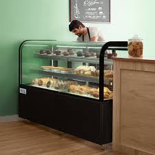 Curved Glass Black Dry Bakery Display Case