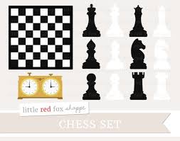 Chess Set Clipart Black White Clip